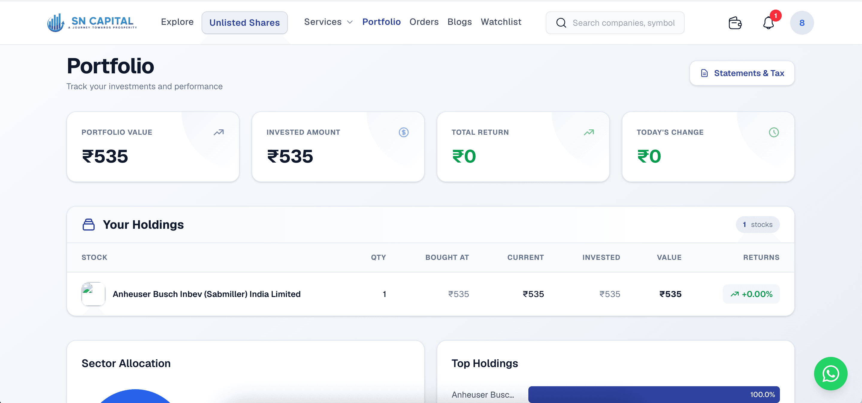 Portfolio dashboard preview